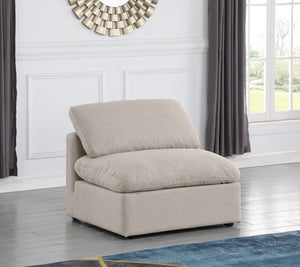 Indulge Beige Linen Textured Fabric Armless Chair 141Beige-Armless Meridian Furniture