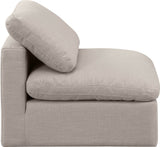 Indulge Beige Linen Textured Fabric Armless Chair 141Beige-Armless Meridian Furniture