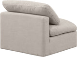 Indulge Beige Linen Textured Fabric Armless Chair 141Beige-Armless Meridian Furniture