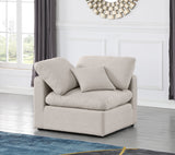 Indulge Beige Linen Textured Fabric Corner Chair 141Beige-Corner Meridian Furniture