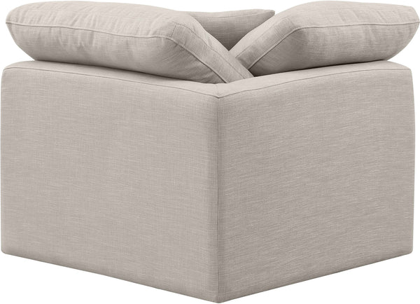 Indulge Beige Linen Textured Fabric Corner Chair 141Beige-Corner Meridian Furniture
