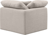 Indulge Beige Linen Textured Fabric Corner Chair 141Beige-Corner Meridian Furniture