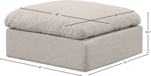 Indulge Beige Linen Textured Fabric Ottoman 141Beige-Ott Meridian Furniture