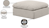 Indulge Beige Linen Textured Fabric Ottoman 141Beige-Ott Meridian Furniture