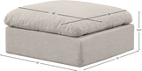 Indulge Beige Linen Textured Fabric Ottoman 141Beige-Ott Meridian Furniture