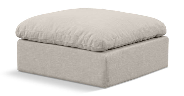 Indulge Beige Linen Textured Fabric Ottoman 141Beige-Ott Meridian Furniture