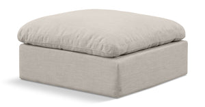 Indulge Beige Linen Textured Fabric Ottoman 141Beige-Ott Meridian Furniture