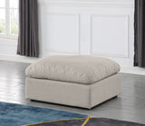 Indulge Beige Linen Textured Fabric Ottoman 141Beige-Ott Meridian Furniture