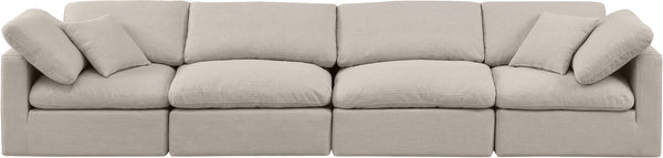 Indulge Beige Linen Textured Fabric Modular Sofa 141Beige-S140 Meridian Furniture
