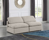 Indulge Beige Linen Textured Fabric Modular Sofa 141Beige-S2 Meridian Furniture