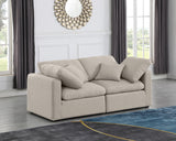 Indulge Beige Linen Textured Fabric Modular Sofa 141Beige-S70 Meridian Furniture