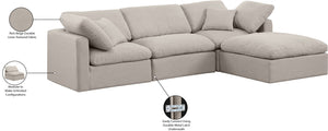 Indulge Beige Linen Textured Fabric Modular Sectional 141Beige-Sec4A Meridian Furniture