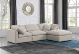 Indulge Beige Linen Textured Fabric Modular Sectional 141Beige-Sec4A Meridian Furniture