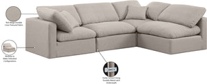 Indulge Beige Linen Textured Fabric Modular Sectional 141Beige-Sec4B Meridian Furniture