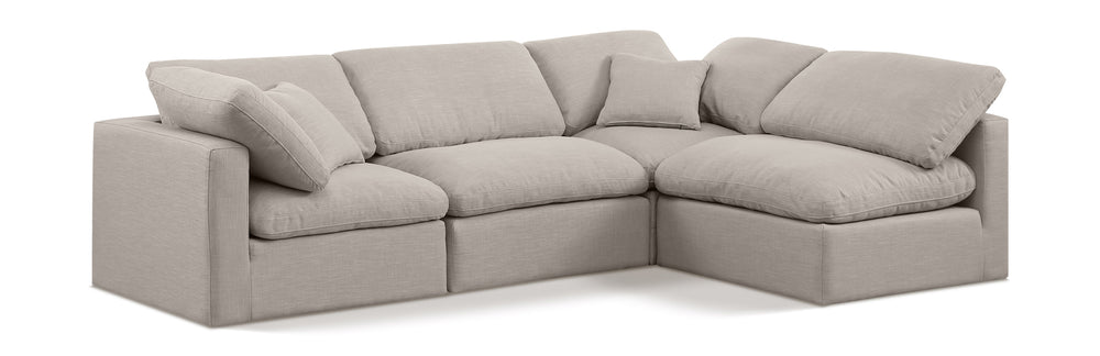 Indulge Beige Linen Textured Fabric Modular Sectional 141Beige-Sec4B Meridian Furniture
