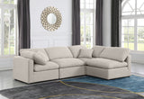 Indulge Beige Linen Textured Fabric Modular Sectional 141Beige-Sec4B Meridian Furniture