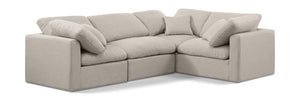 Indulge Beige Linen Textured Fabric Modular Sectional 141Beige-Sec4C Meridian Furniture