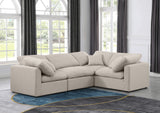 Indulge Beige Linen Textured Fabric Modular Sectional 141Beige-Sec4C Meridian Furniture