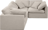 Indulge Beige Linen Textured Fabric Modular Sectional 141Beige-Sec4C Meridian Furniture