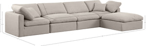 Indulge Beige Linen Textured Fabric Modular Sectional 141Beige-Sec5A Meridian Furniture