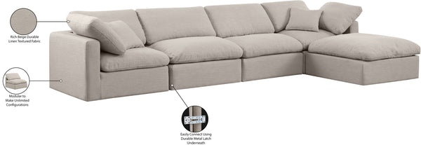 Indulge Beige Linen Textured Fabric Modular Sectional 141Beige-Sec5A Meridian Furniture