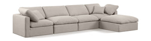 Indulge Beige Linen Textured Fabric Modular Sectional 141Beige-Sec5A Meridian Furniture