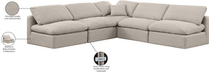 Indulge Beige Linen Textured Fabric Modular Sectional 141Beige-Sec5B Meridian Furniture