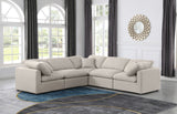 Indulge Beige Linen Textured Fabric Modular Sectional 141Beige-Sec5C Meridian Furniture