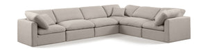 Indulge Beige Linen Textured Fabric Modular Sectional 141Beige-Sec6A Meridian Furniture