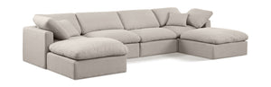 Indulge Beige Linen Textured Fabric Modular Sectional 141Beige-Sec6B Meridian Furniture