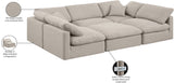 Indulge Beige Linen Textured Fabric Modular Sectional 141Beige-Sec6C Meridian Furniture