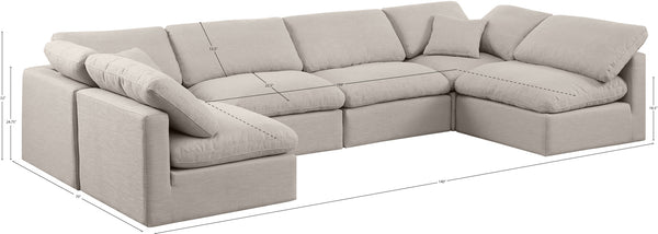 Indulge Beige Linen Textured Fabric Modular Sectional 141Beige-Sec6D Meridian Furniture