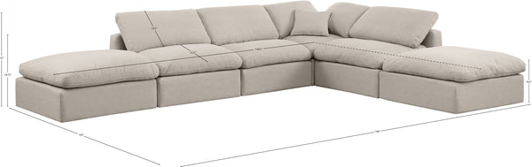 Indulge Beige Linen Textured Fabric Modular Sectional 141Beige-Sec6E Meridian Furniture