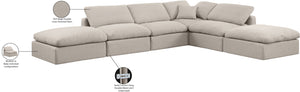 Indulge Beige Linen Textured Fabric Modular Sectional 141Beige-Sec6E Meridian Furniture