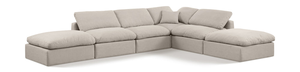 Indulge Beige Linen Textured Fabric Modular Sectional 141Beige-Sec6E Meridian Furniture