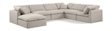 Indulge Beige Linen Textured Fabric Modular Sectional 141Beige-Sec7A Meridian Furniture