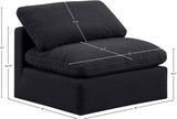 Indulge Black Linen Textured Fabric Armless Chair 141Black-Armless Meridian Furniture