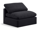 Indulge Black Linen Textured Fabric Armless Chair 141Black-Armless Meridian Furniture