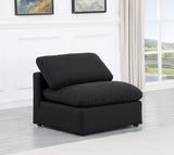 Indulge Black Linen Textured Fabric Armless Chair 141Black-Armless Meridian Furniture