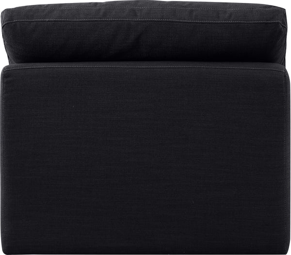 Indulge Black Linen Textured Fabric Armless Chair 141Black-Armless Meridian Furniture