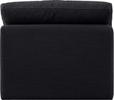 Indulge Black Linen Textured Fabric Armless Chair 141Black-Armless Meridian Furniture