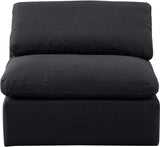 Indulge Black Linen Textured Fabric Armless Chair 141Black-Armless Meridian Furniture