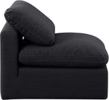 Indulge Black Linen Textured Fabric Armless Chair 141Black-Armless Meridian Furniture