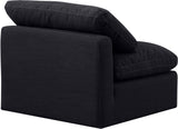 Indulge Black Linen Textured Fabric Armless Chair 141Black-Armless Meridian Furniture