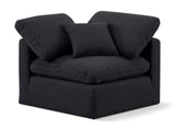 Indulge Black Linen Textured Fabric Corner Chair 141Black-Corner Meridian Furniture