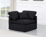 Indulge Black Linen Textured Fabric Corner Chair 141Black-Corner Meridian Furniture