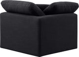 Indulge Black Linen Textured Fabric Corner Chair 141Black-Corner Meridian Furniture