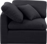 Indulge Black Linen Textured Fabric Corner Chair 141Black-Corner Meridian Furniture