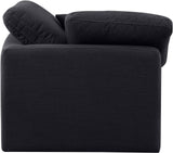 Indulge Black Linen Textured Fabric Corner Chair 141Black-Corner Meridian Furniture