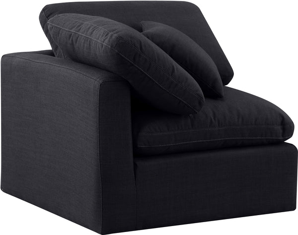 Indulge Black Linen Textured Fabric Corner Chair 141Black-Corner Meridian Furniture